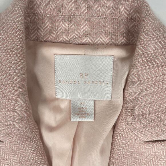 Rachel Parcell Womens Blazer Herringbone Tweed Lined Button Pink Size XS - Picture 3 of 5